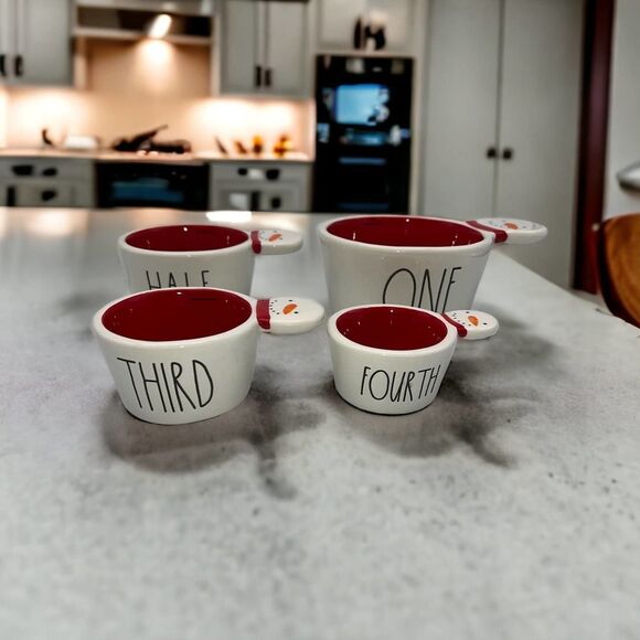 Rae Dunn Snowman Measuring Cups With Handle - Picture 2 of 3